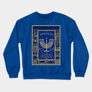 Happy Hanukkah Festival! Jewish Holiday Hanukkah Menorah traditional Chanukah Vintage gold pattern Crewneck Sweatshirt